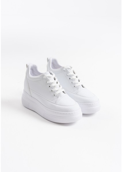 Modaserdem Lauren Kadın Gizli Topuk Mat Beyaz Spor Ayakkabı modelleri