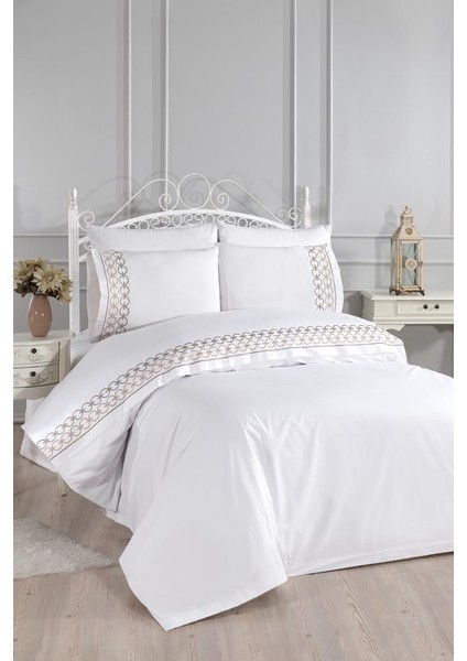 Vinda Nakışlı 6 Parça Nevresim Takımı Krem