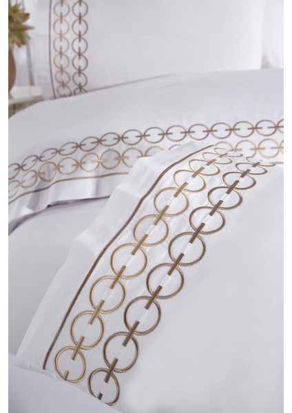 Vinda Nakışlı 6 Parça Nevresim Takımı Krem modelleri