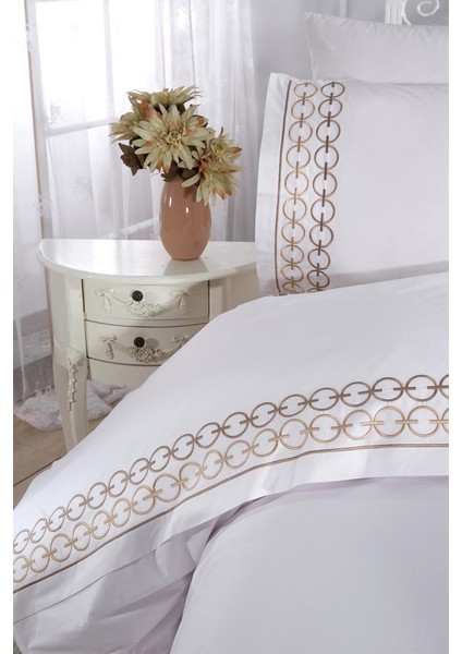 Vinda Nakışlı 6 Parça Nevresim Takımı Krem fırsatları