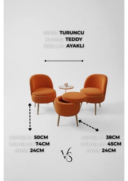 Valerıa Yeni Teddy Berjer & Puf 3’lü Takım – Salon, Balkon ve Ofis Için Konforlu Çay Seti fiyatları