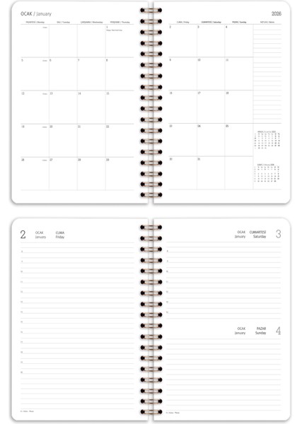 2026 Yılı Spiralli Ajanda 16x24 cm - 12 Aylık Manzara 80 gr 180 Yaprak fırsatları