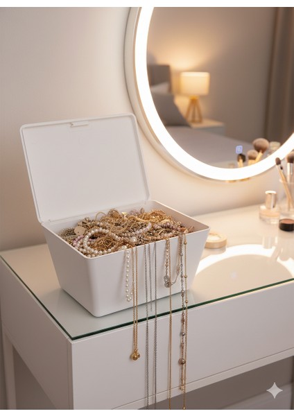 Beyaz, Kapaklı Saklama Ve Takı Kutusu - Brasil Model