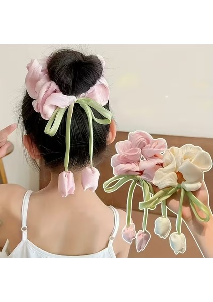 Lale Figürlü Parlak Saten Kumaş Simit Lastik Toka(1 Adet) fiyatları