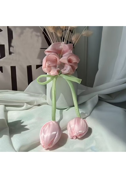 Lale Figürlü Parlak Saten Kumaş Simit Lastik Toka(1 Adet) fırsatları