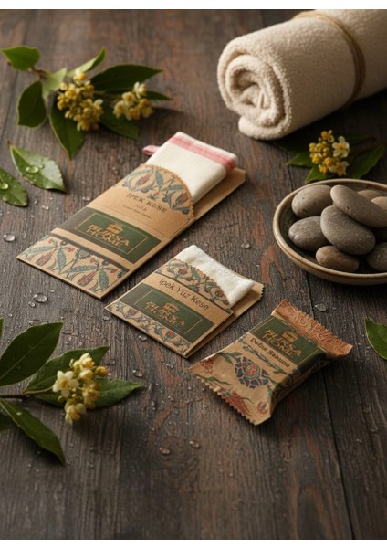 Ipek Vucut Kesesi , Ipek Yüz Kesesi El Yapımı Sabun Peeling & Cilt Arındırıcı 3'lü Set