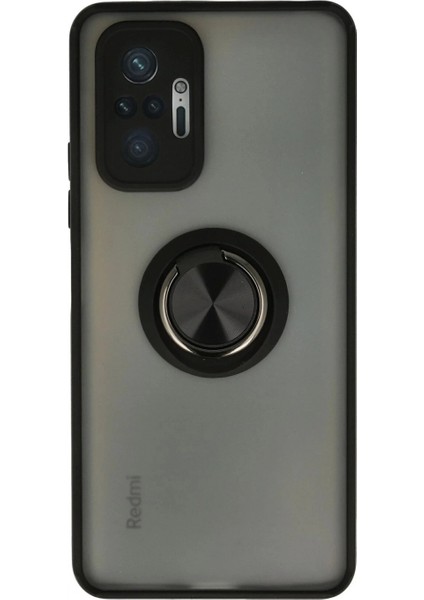 Xiaomi Redmi Note 10 Pro Kılıf Montreal Yüzüklü Silikon Kapak - Siyah