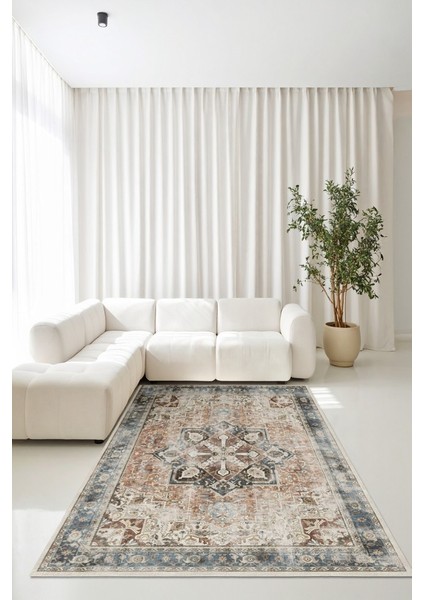 Doğal Işıkla Parlayan Desenler Klasik Dokunuşlu Modern Kaymaz Taban Halı