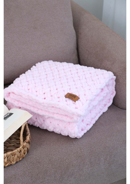 Alize Battaniye Panduf 2’li SET 100x100cm Pembe Kız Yenidoğan Kundak El Yapımı Puffy Örgü Organik Sertifika fırsatları