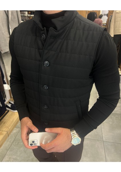 Düğmeli Şişme Süveter (Triko Detaylı Yelek) fiyatları