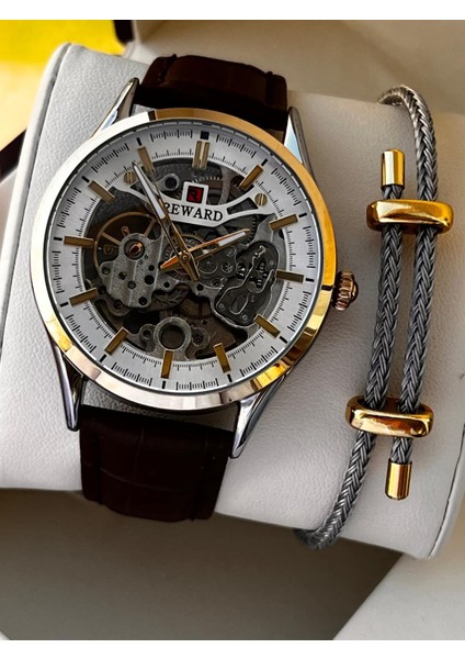 Italyan Bileklik Hediyeli Deri Kordon Otomatik Mekanizma 5 Atm Erkek Kol Saati W.142270.5