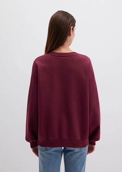 Bisiklet Yaka Basic Bordo Kadın Sweatshirt M1610198-70415 fırsatları
