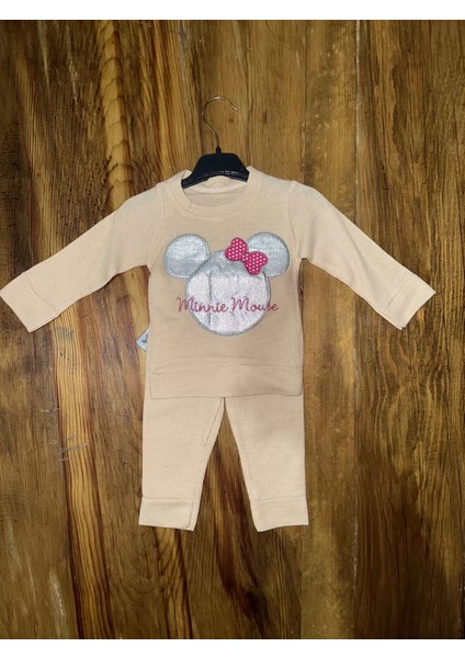 3-12 Aylık Ayıcık Desenli Takım Krem