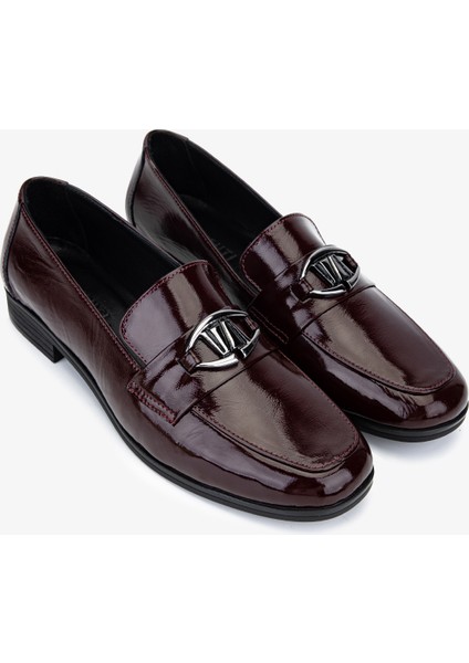 Kadın Hakiki Deri Bordo Rugan Loafer Ayakkabı 1065 2007 Bn Ayk SK25-26 Bordo Rgn fiyatları