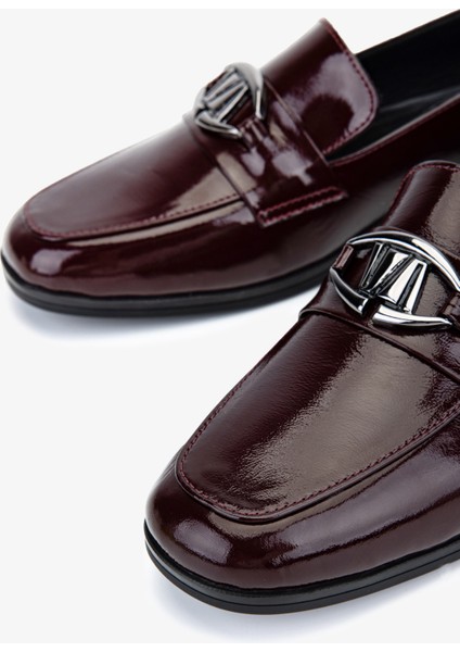 Kadın Hakiki Deri Bordo Rugan Loafer Ayakkabı 1065 2007 Bn Ayk SK25-26 Bordo Rgn modelleri