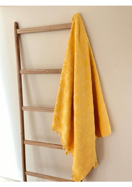Doğal Pamuklu Plaj Havlusu 90X160 cm Sarı