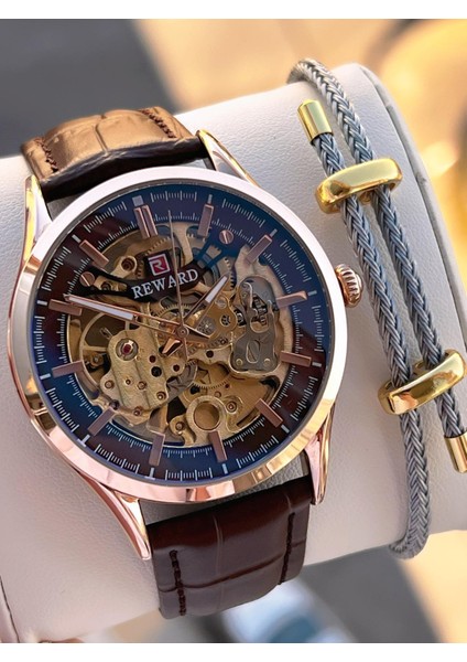 Italyan Bileklik Hediyeli Deri Kordon Otomatik Mekanizma 5 Atm Erkek Kol Saati W.142270.4