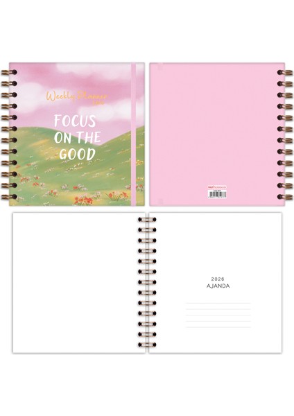 15X15 cm Kare 2'li Set Spiralli 2026 Yılı Haftalık Ajanda ve Defter Manzara fiyatları