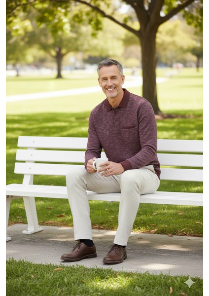 Erkek Kışlık Polo Yaka Kazak Pamuklu Örme Klasik Kırçıllı Selanik Düğmeli Fleto Cepli Rahat indirimleri