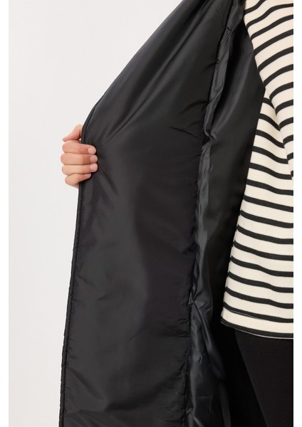 Kuşaklı Şal Yaka Kapitone kaban LDZ0010 Siyah fırsatları