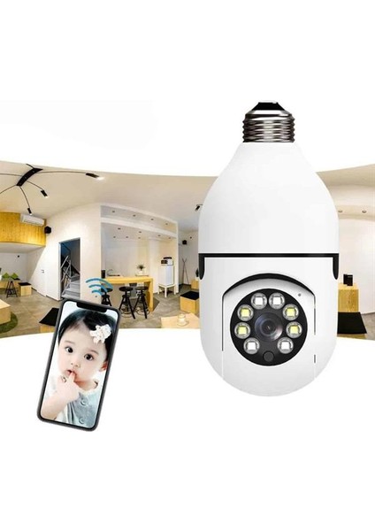 Allzey Wifi Güvenlik Kamerası 360 Derece Dönebilen Harekete Duyarlı Gece Görüşlü Ampul fırsatları