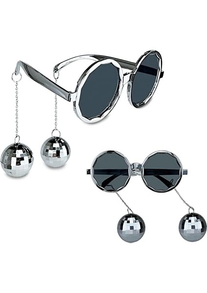 Msa-Shop Disko Toplu Küpeli Parti Gözlüğü Gümüş Renk