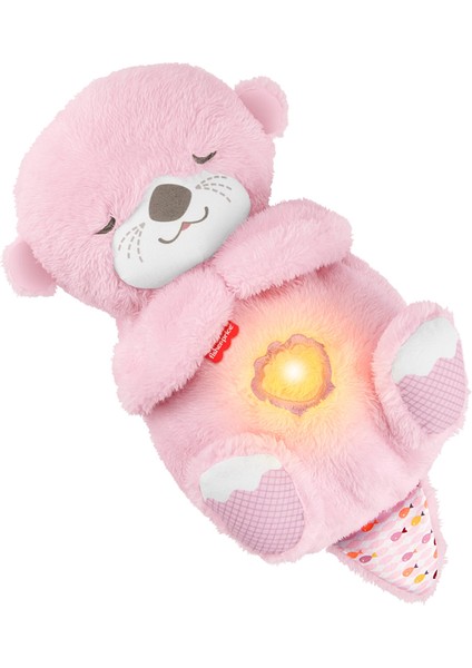 ® Uyku Arkadaşı Su Samuru Pembe, Nefes Alıp Verir Gibi Hareket Eden Pembe Pelüş Bebek Oyuncağı ve Ses Makinesi JLJ33