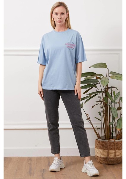 Baskılı Tişört Mavi fırsatları