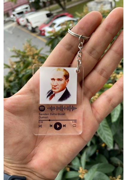 Atatürk Resimli Spotify Barkodlu Şeffaf Anahtarlık fiyatları