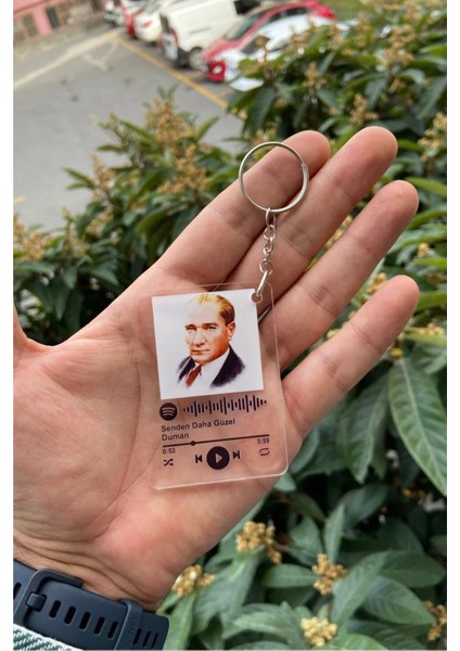Atatürk Resimli Spotify Barkodlu Şeffaf Anahtarlık modelleri