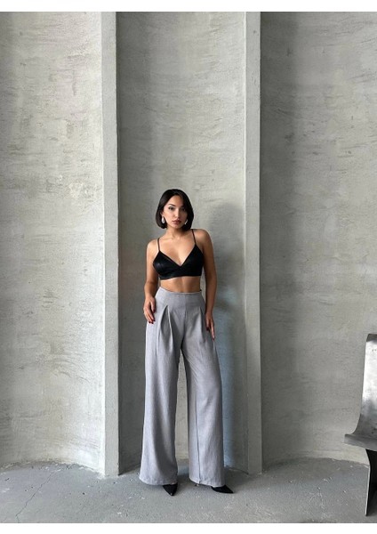 Pileli Keten Pantolon S255046