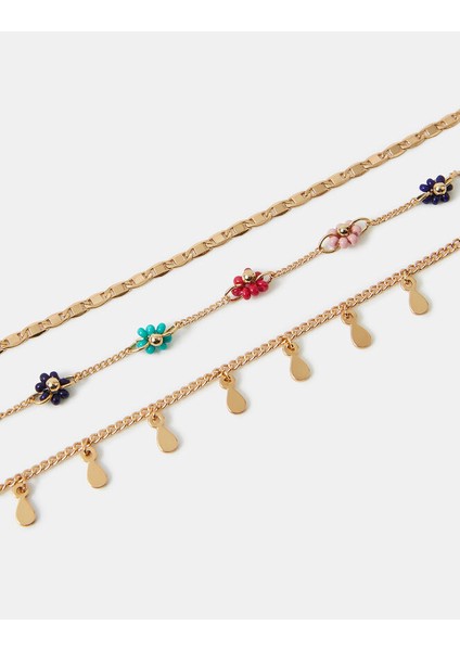 Boncuklu Çiçekli Hal Hal Set x 3