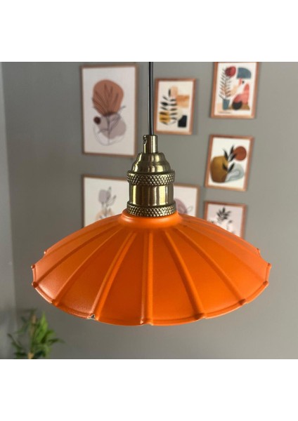 Risso Turuncu Metal Avize Tekli Lale Başlık Mutfak Modern Dekoratif Sarkıt Aydınlatma