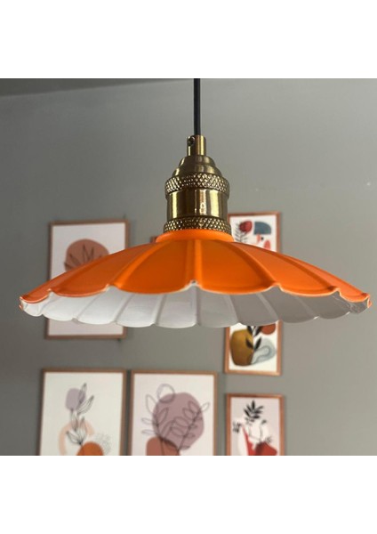 Risso Turuncu Metal Avize Tekli Lale Başlık Mutfak Modern Dekoratif Sarkıt Aydınlatma fırsatları