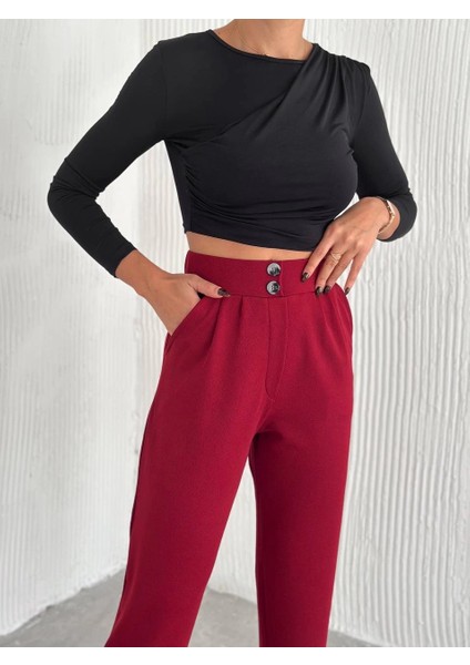 Örme Krep Pantolon Çift Düğmeli fırsatları