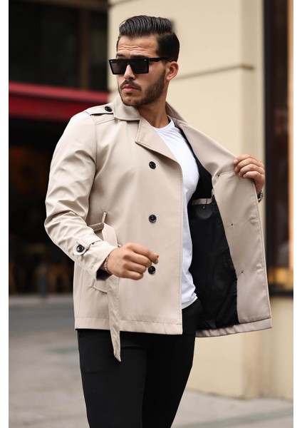 Dar Kesim Uzun Kemerli Taş Erkek Trençkot 2254 modelleri