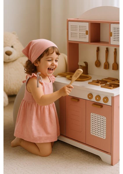 Elizya Ahşap Oyuncak Mutfak 12 Parça Servis Seti ve LED Hediyeli fırsatları