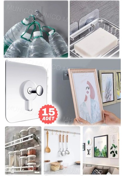 15 Adet Duvara Zarar Vermeyen Tekrar Kullanılabilir Yapışkanlı Güçlü Duvar Kancaları Elbise Havlu Çi fiyatları