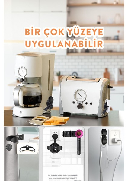 Airfry Kablo Sabitleyici 6 Adet Tezgah Üstü Kablo Tutucu Toplayıcı Küçük Ev Aletleri Gizleyici Bant modelleri