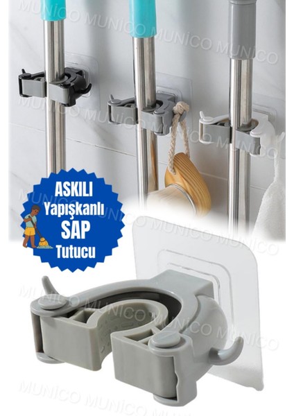 Paspas Süpürge Fırça ve Mop Askısı Sap Tutucu Mutfak Banyo Askı Temizlik Malzemesi Organizeri Kalite