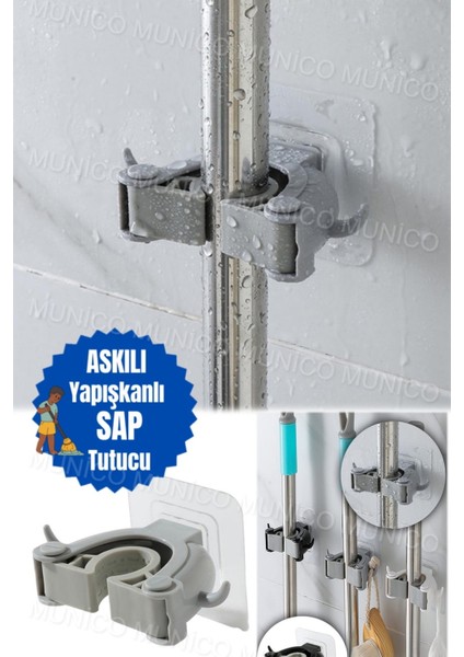 Paspas Süpürge Fırça ve Mop Askısı Sap Tutucu Mutfak Banyo Askı Temizlik Malzemesi Organizeri Kalite