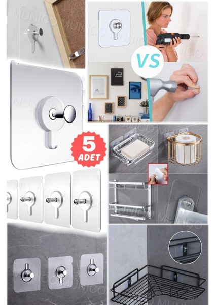 5 Adet Kendinden Vidalı Duvar Rafı Tutucu Duvarı Delmeye Gerek Bırakmayan Süper Güçlü Yapışkanlı Vid fiyatları