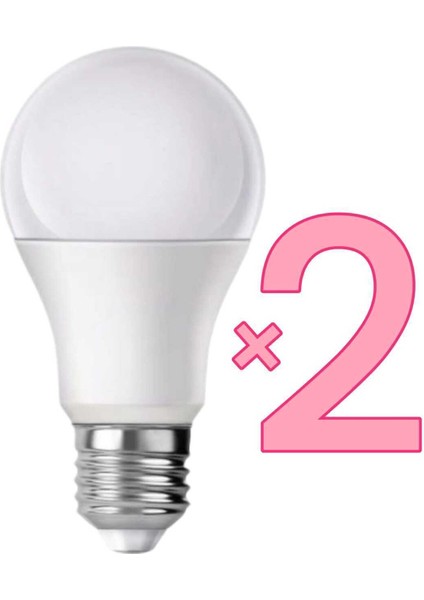 LED Ampul Beyaz Renk 9 Watt Tasarruflu 2'li Beyaz Işık E27 LED Ampul 9 Watt Yok