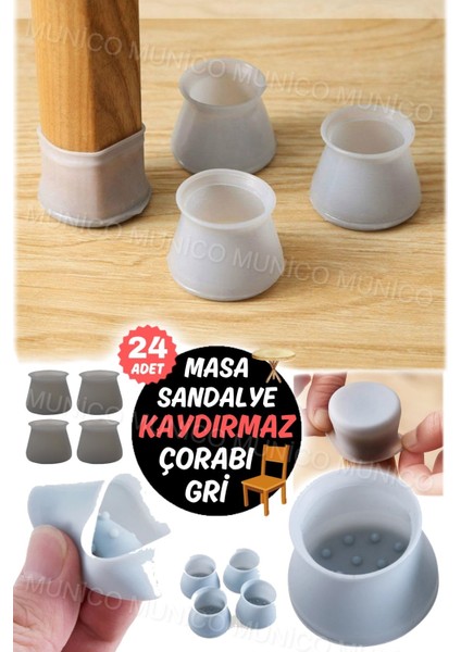 24 Adet Mobilya Silikon Koruma Kapağı Masa Sandalye Bacak Yuvarlak Kapak Zemin Koruyucu Ayak Koruma
