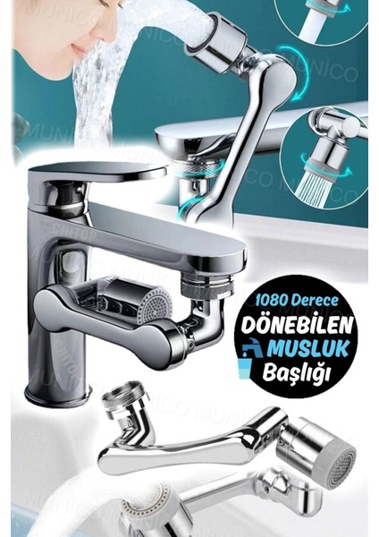 1080° Dönebilen Musluk Püskürtme Başlığı: Su Sıçramasını Önleyici ve Iki Fonksiyonlu Havalandırıcı 7 fırsatları