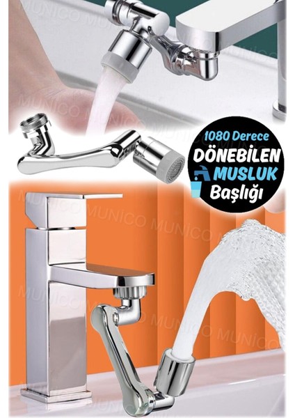 1080° Dönebilen Musluk Püskürtme Başlığı: Su Sıçramasını Önleyici ve Iki Fonksiyonlu Havalandırıcı 7