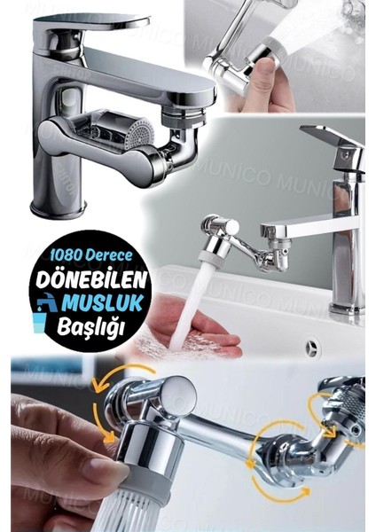 1080° Dönebilen Musluk Püskürtme Başlığı: Su Sıçramasını Önleyici ve Iki Fonksiyonlu Havalandırıcı 7