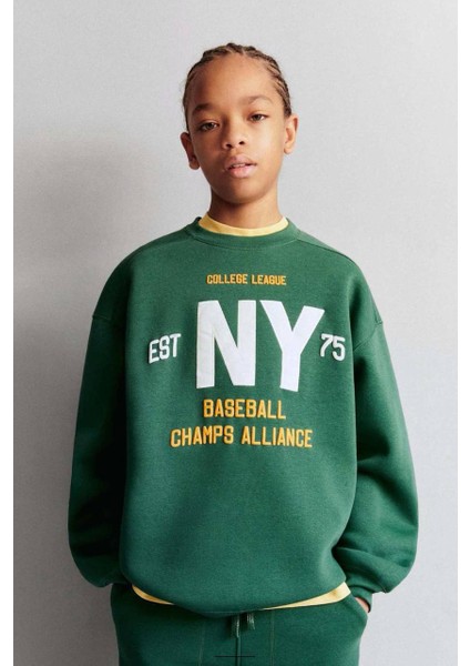 Çocuk Eşofman Takımı Yeşil – Ny Baskılı Sweat & Jogger