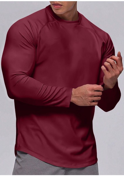 Erkek Running Sports Reglan Oval Kesim Uzun Kollu Pamuklu Penye T-Shirt fiyatları
