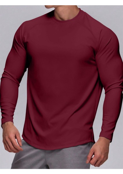 Erkek Running Sports Reglan Oval Kesim Uzun Kollu Pamuklu Penye T-Shirt modelleri